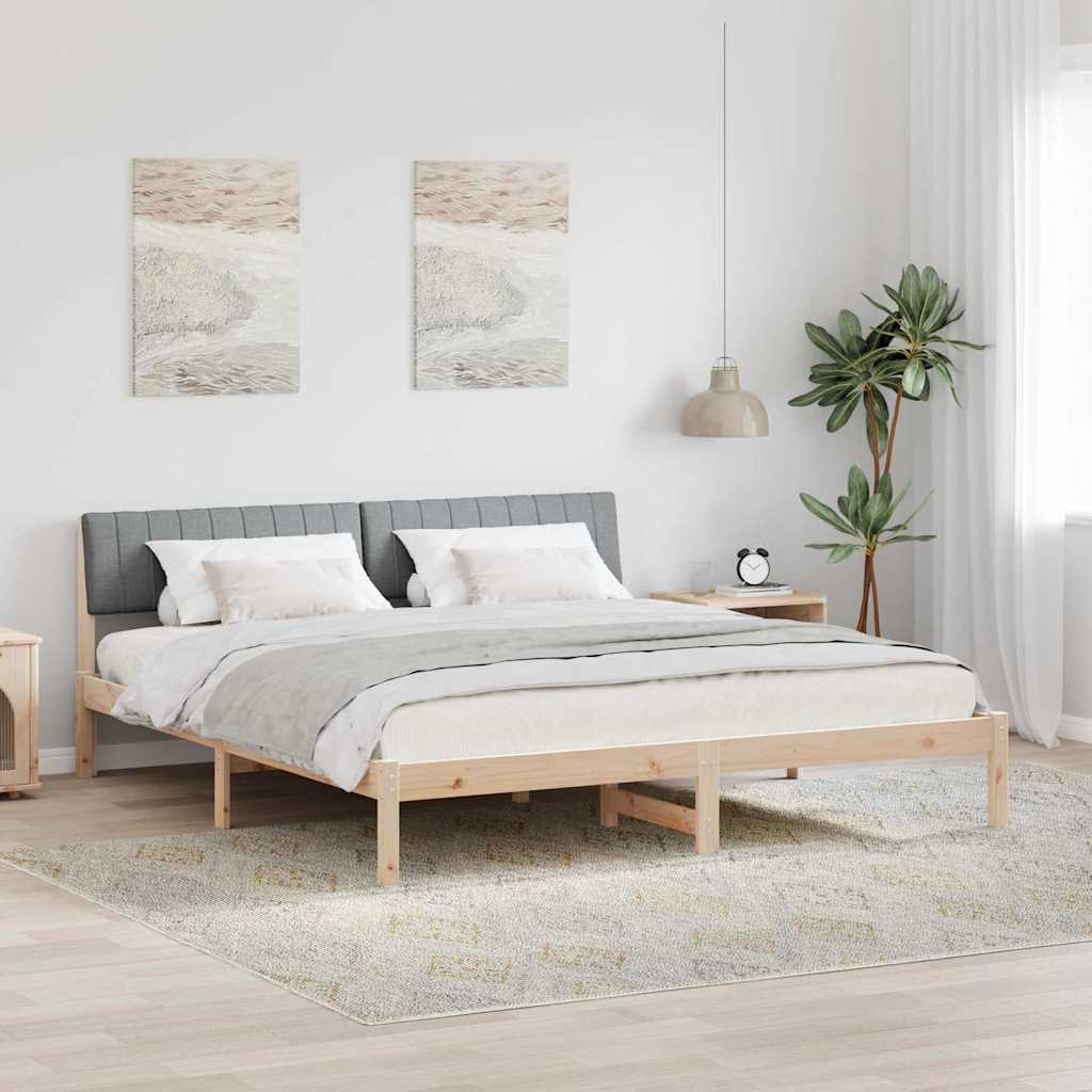 vidaXL Bedframe Bruin en lichtgrijs 200 x 200 cm Massief grenenhout