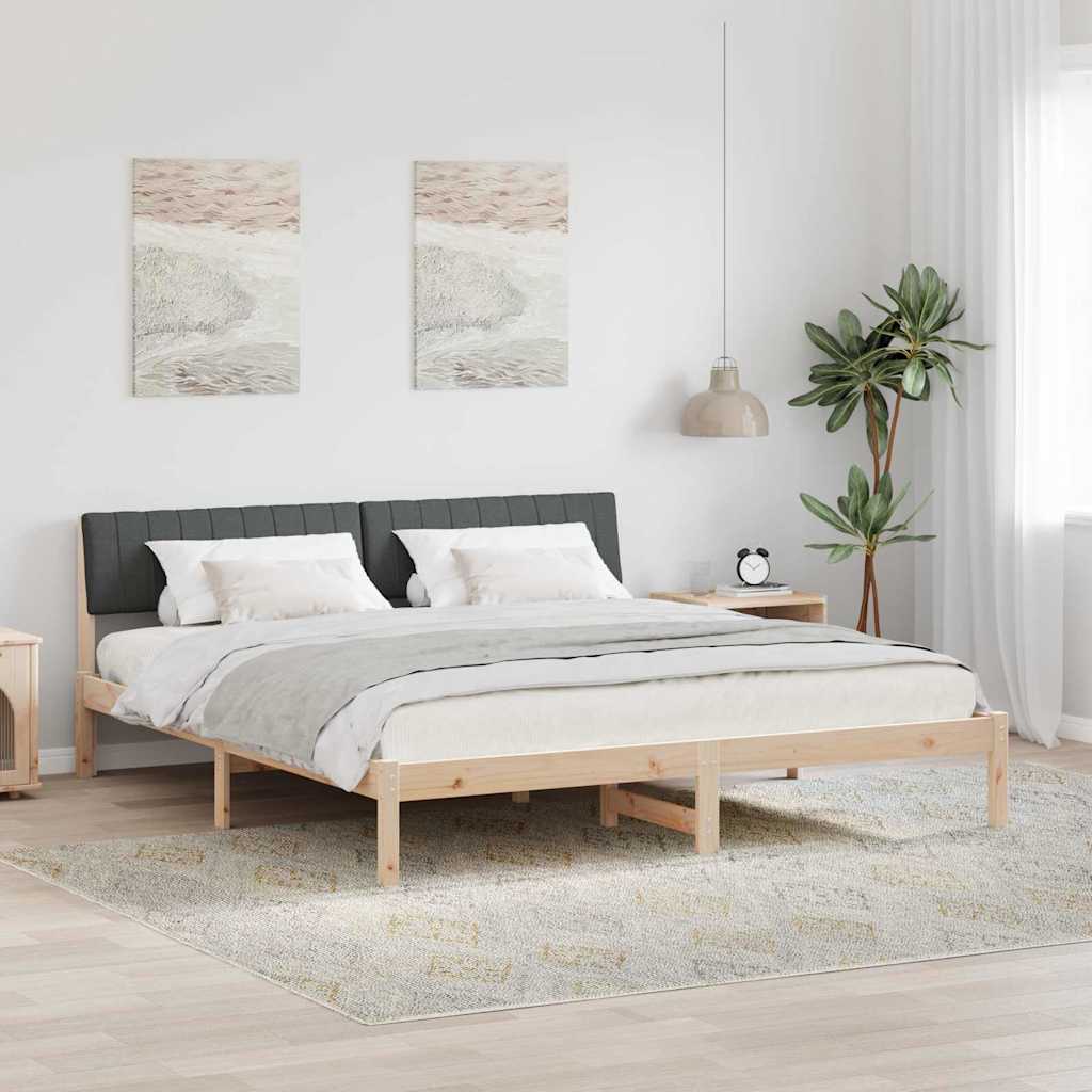 vidaXL Bedframe Bruin en lichtgrijs 200 x 200 cm Massief grenenhout