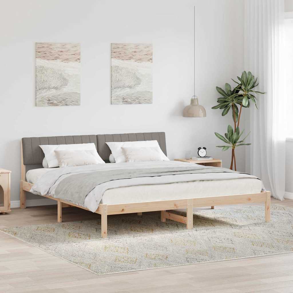 vidaXL Bedframe Bruin en lichtgrijs 200 x 200 cm Massief grenenhout