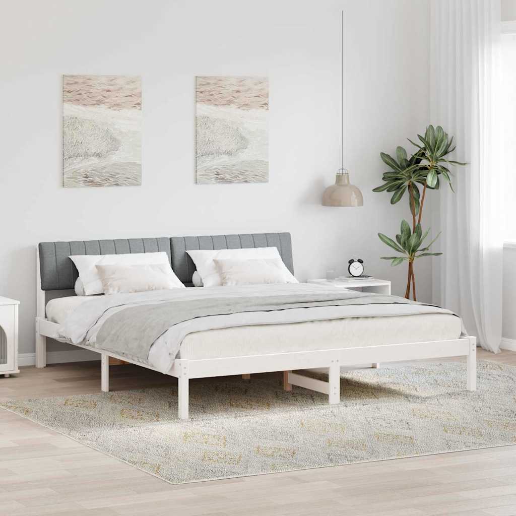 vidaXL Bedframe Bruin en lichtgrijs 200 x 200 cm Massief grenenhout