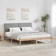 vidaXL Bedframe Bruin en lichtgrijs 200 x 200 cm Massief grenenhout