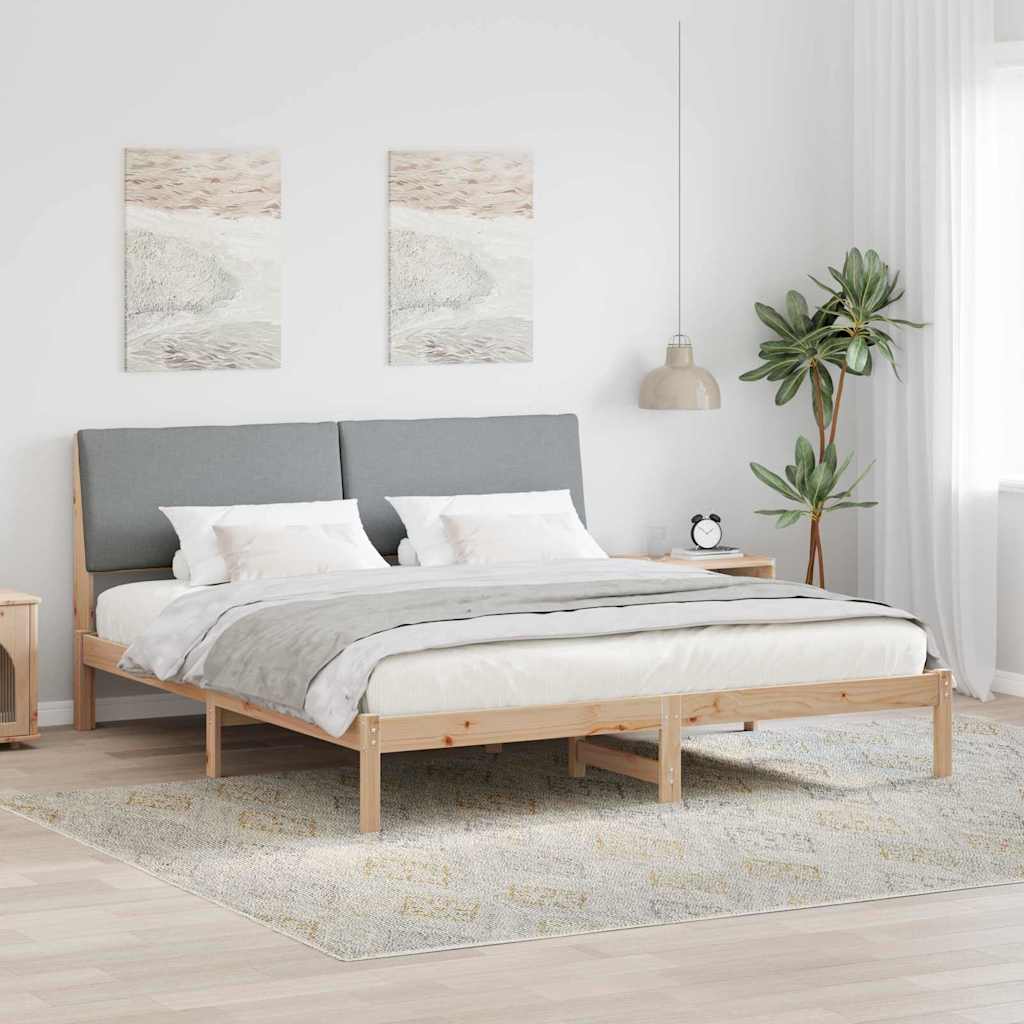 vidaXL Bedframe Bruin en lichtgrijs 200 x 200 cm Massief grenenhout