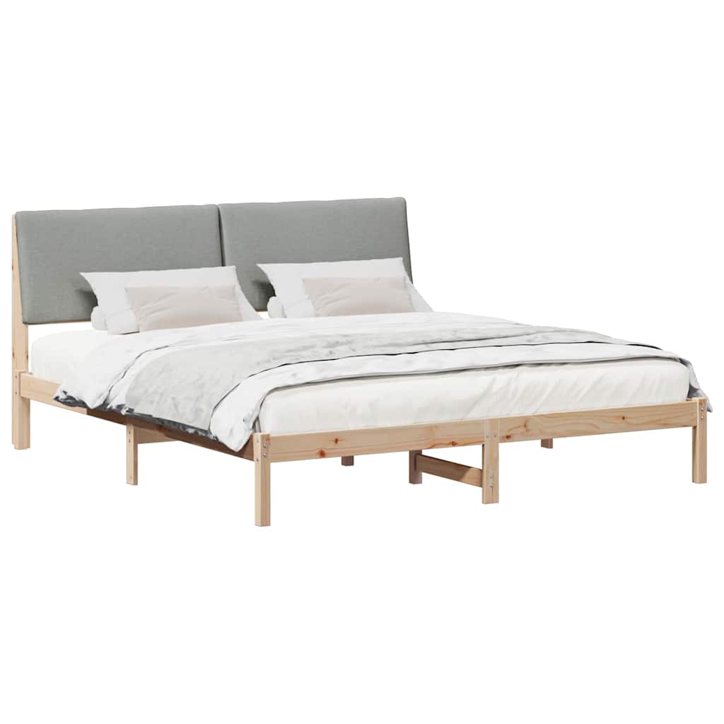 vidaXL Bedframe Bruin en lichtgrijs 200 x 200 cm Massief grenenhout
