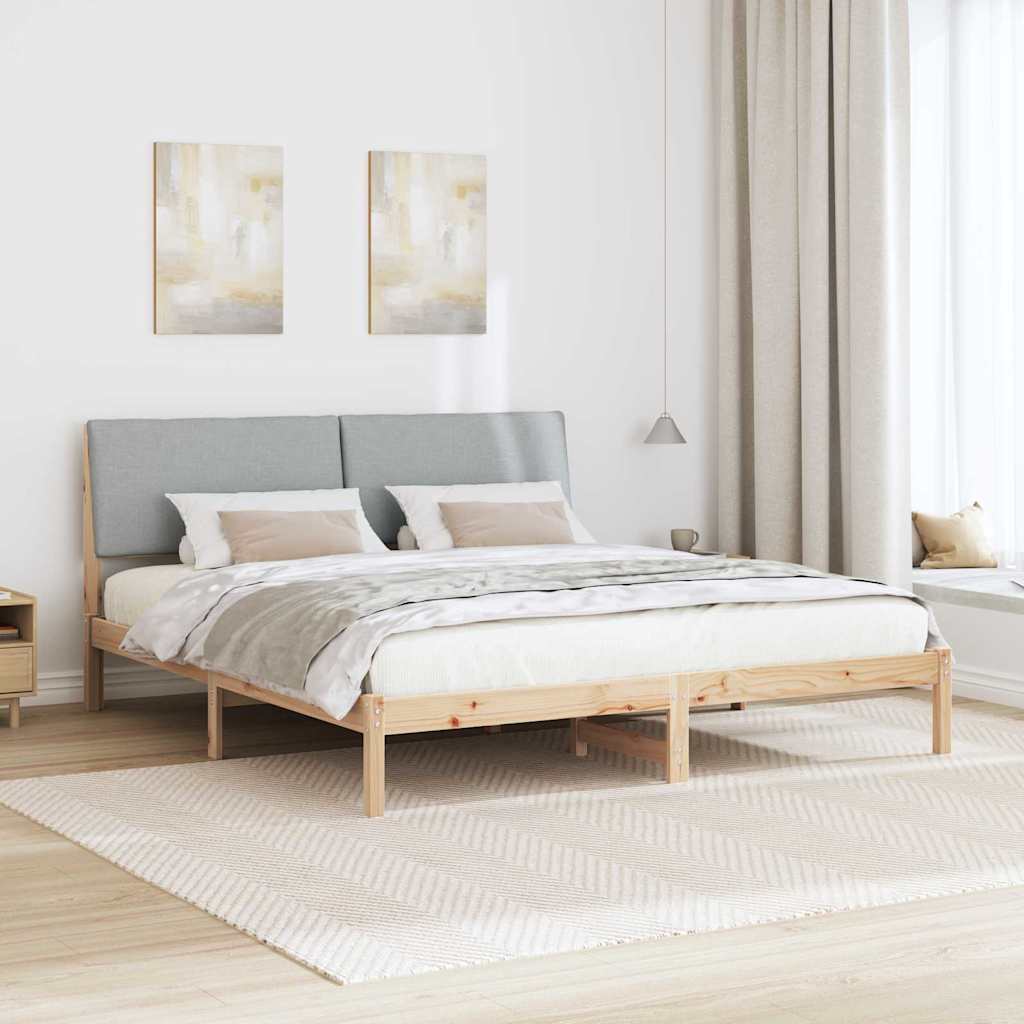 vidaXL Bedframe Bruin en lichtgrijs 200 x 200 cm Massief grenenhout