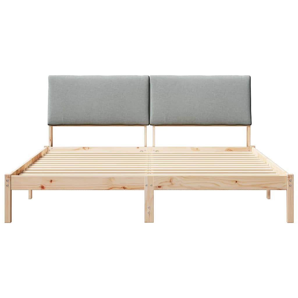 vidaXL Bedframe Bruin en lichtgrijs 200 x 200 cm Massief grenenhout