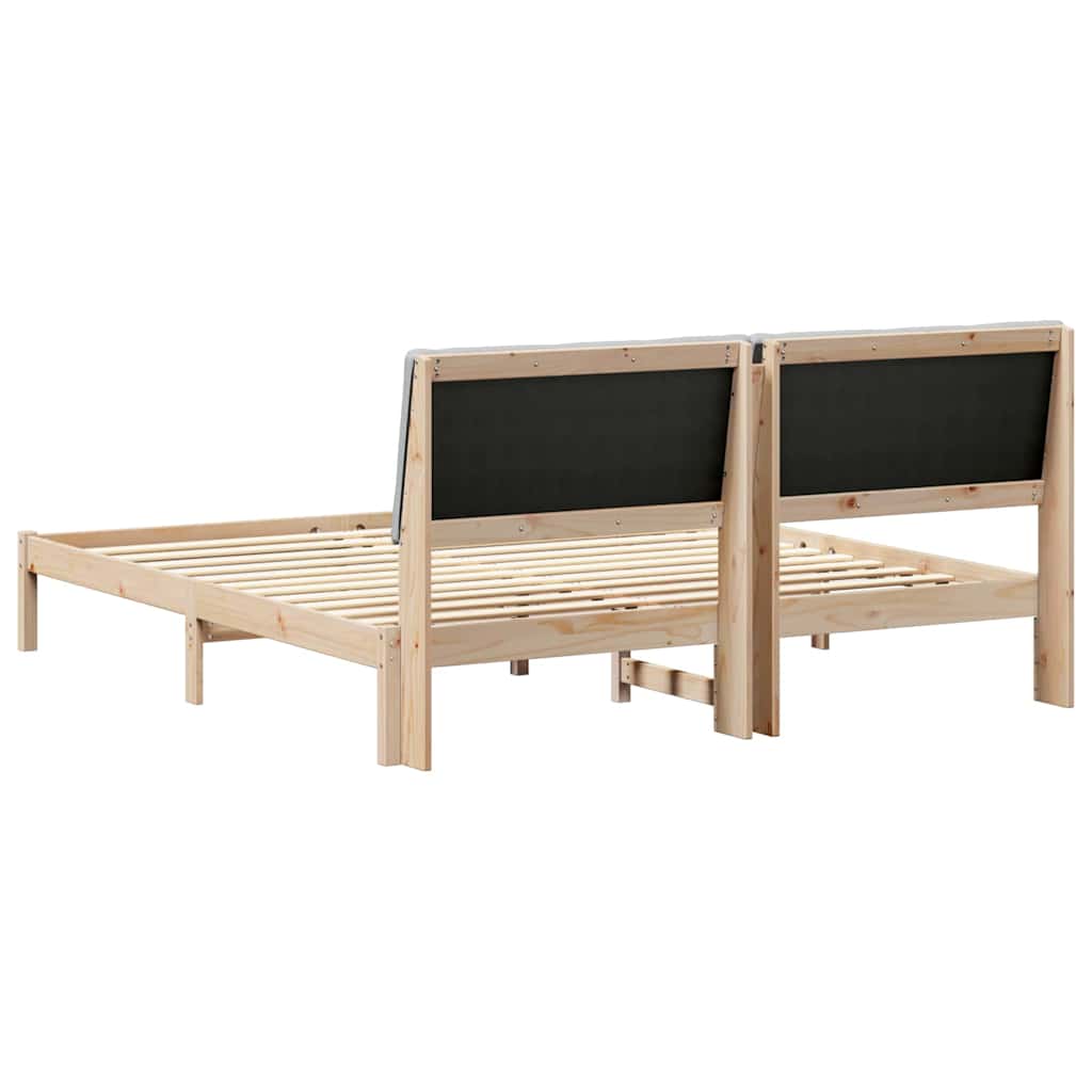 vidaXL Bedframe Bruin en lichtgrijs 200 x 200 cm Massief grenenhout