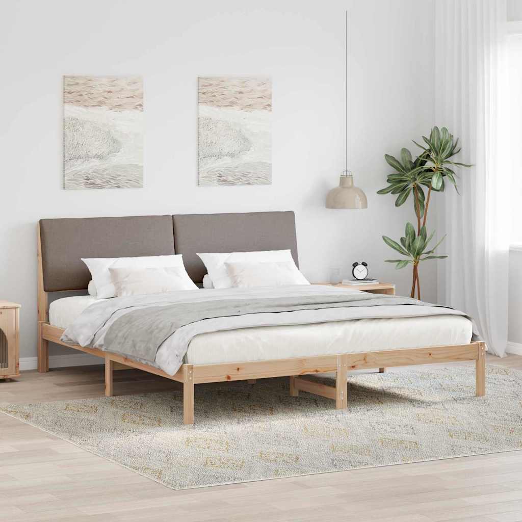 vidaXL Bedframe Bruin en lichtgrijs 200 x 200 cm Massief grenenhout
