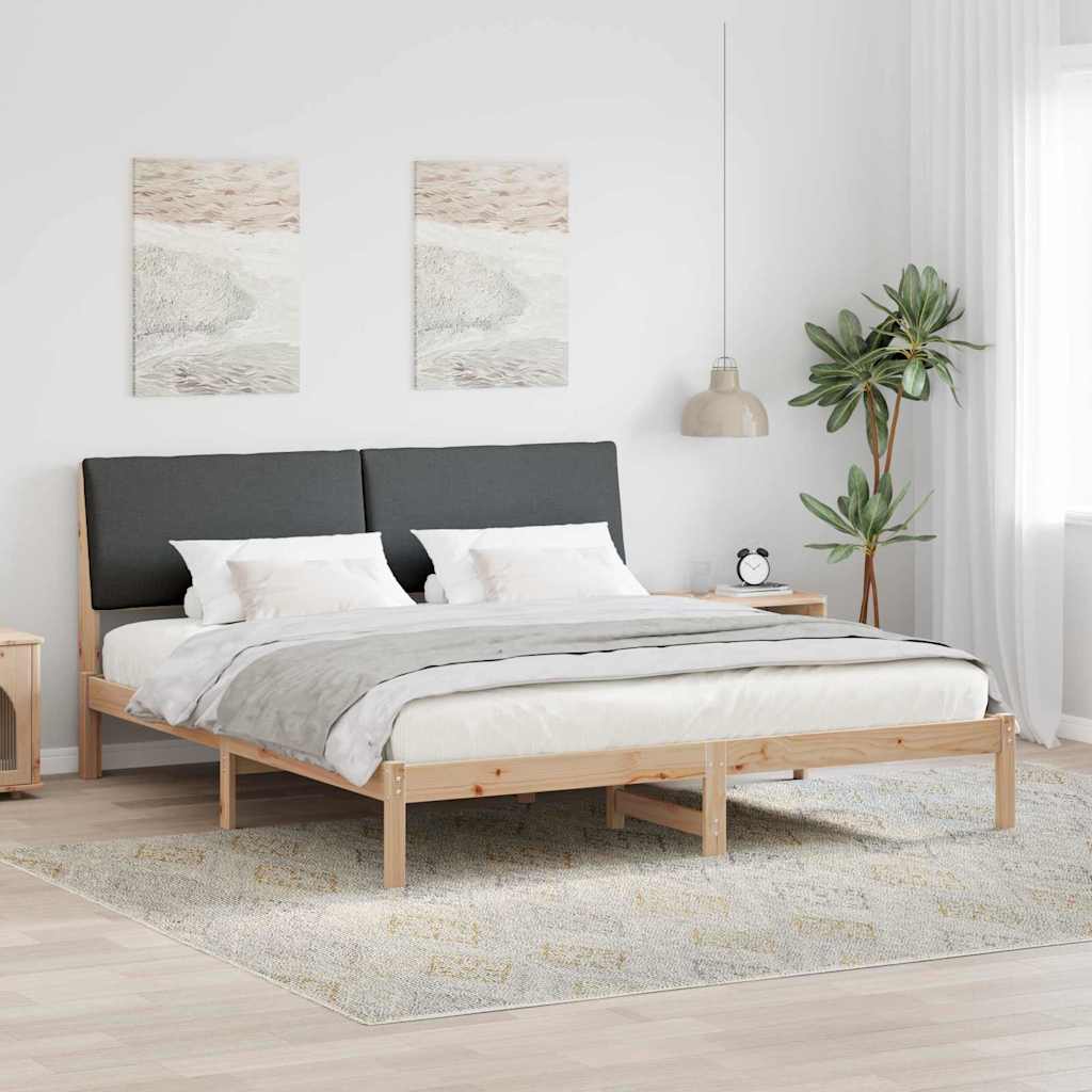 vidaXL Bedframe Bruin en lichtgrijs 200 x 200 cm Massief grenenhout