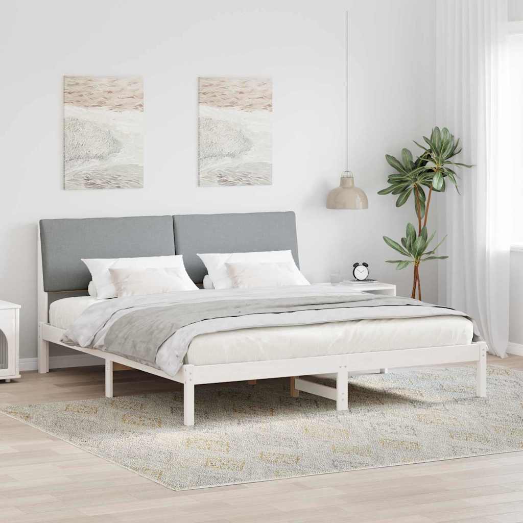 vidaXL Bedframe Bruin en lichtgrijs 200 x 200 cm Massief grenenhout