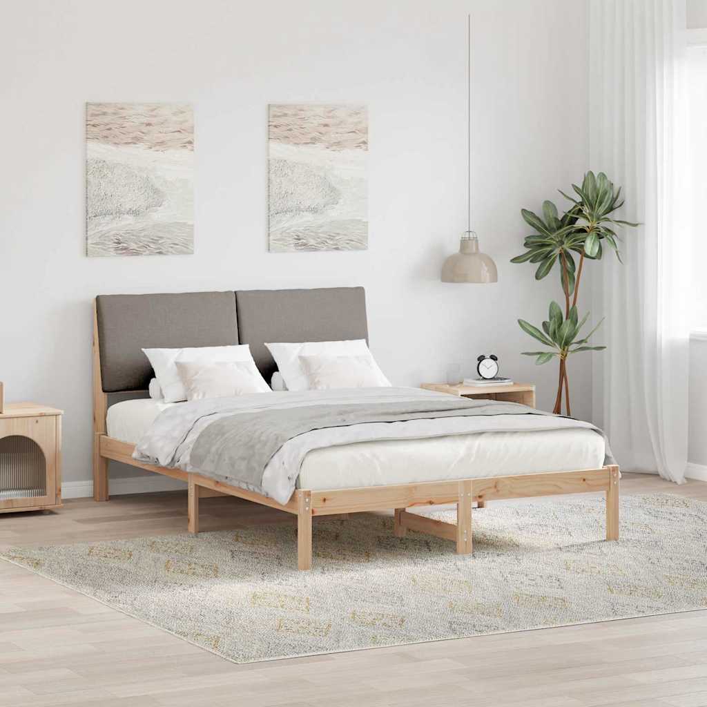 vidaXL Bedframe Bruin en lichtgrijs 200 x 200 cm Massief grenenhout