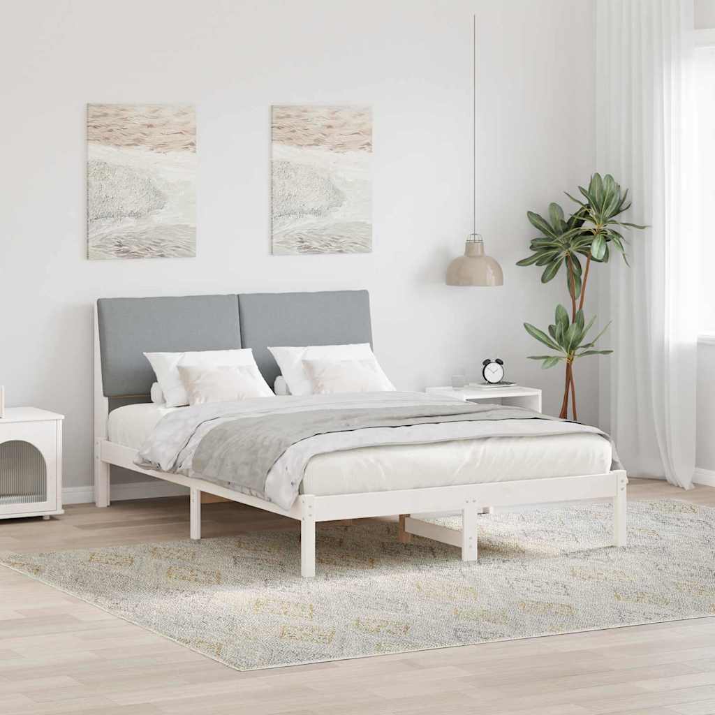 vidaXL Bedframe Bruin en lichtgrijs 200 x 200 cm Massief grenenhout