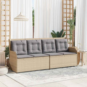 vidaXL Tuinbank met kussen Beige Poly riet