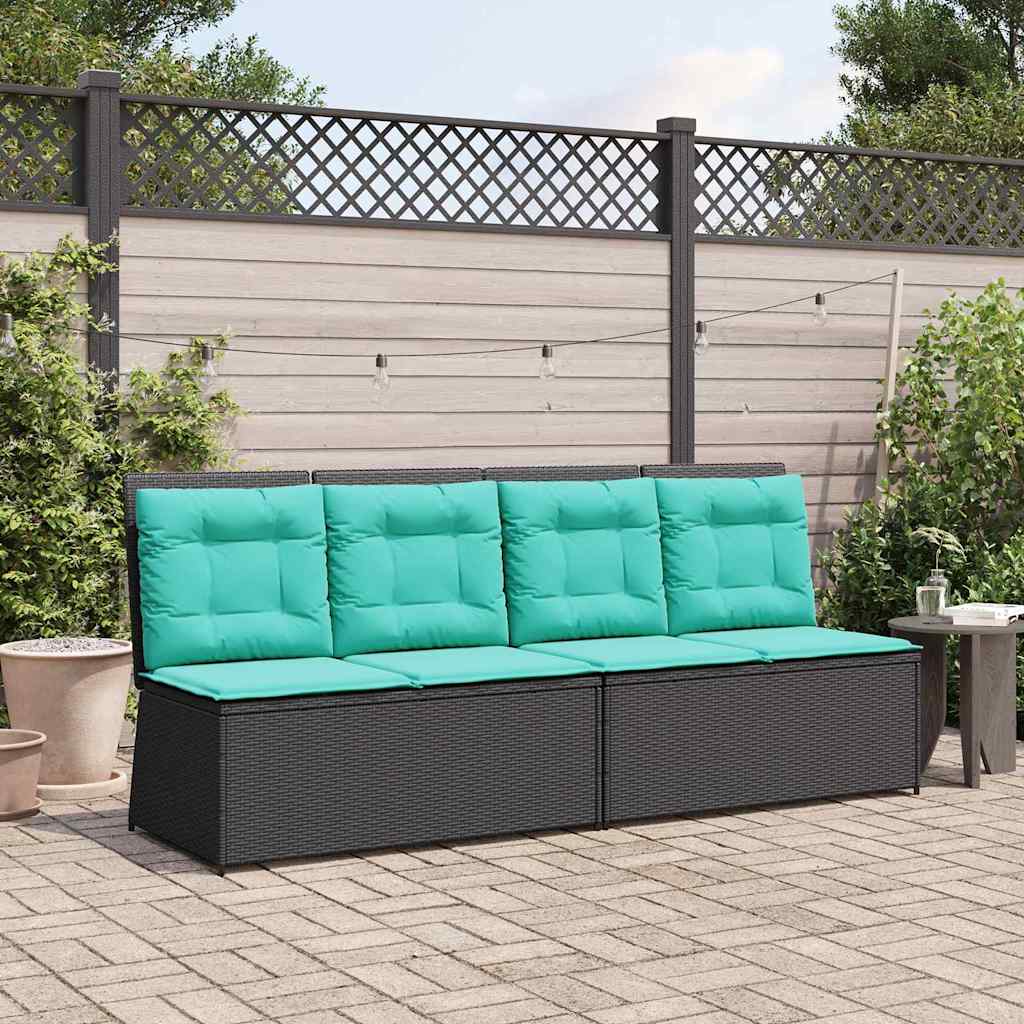 vidaXL Tuinbank met kussen Beige Poly riet