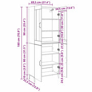 vidaXL Highboard 2 pcs Oud hout 69,5 x 34 x 180 cm Bewerkt hout