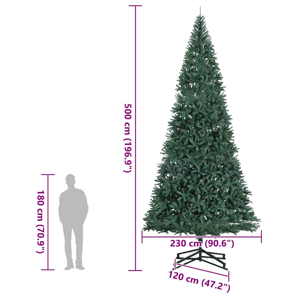 vidaXL Kunstkerstboom Groen 500 cm Extra groot 30 meter lang PVC