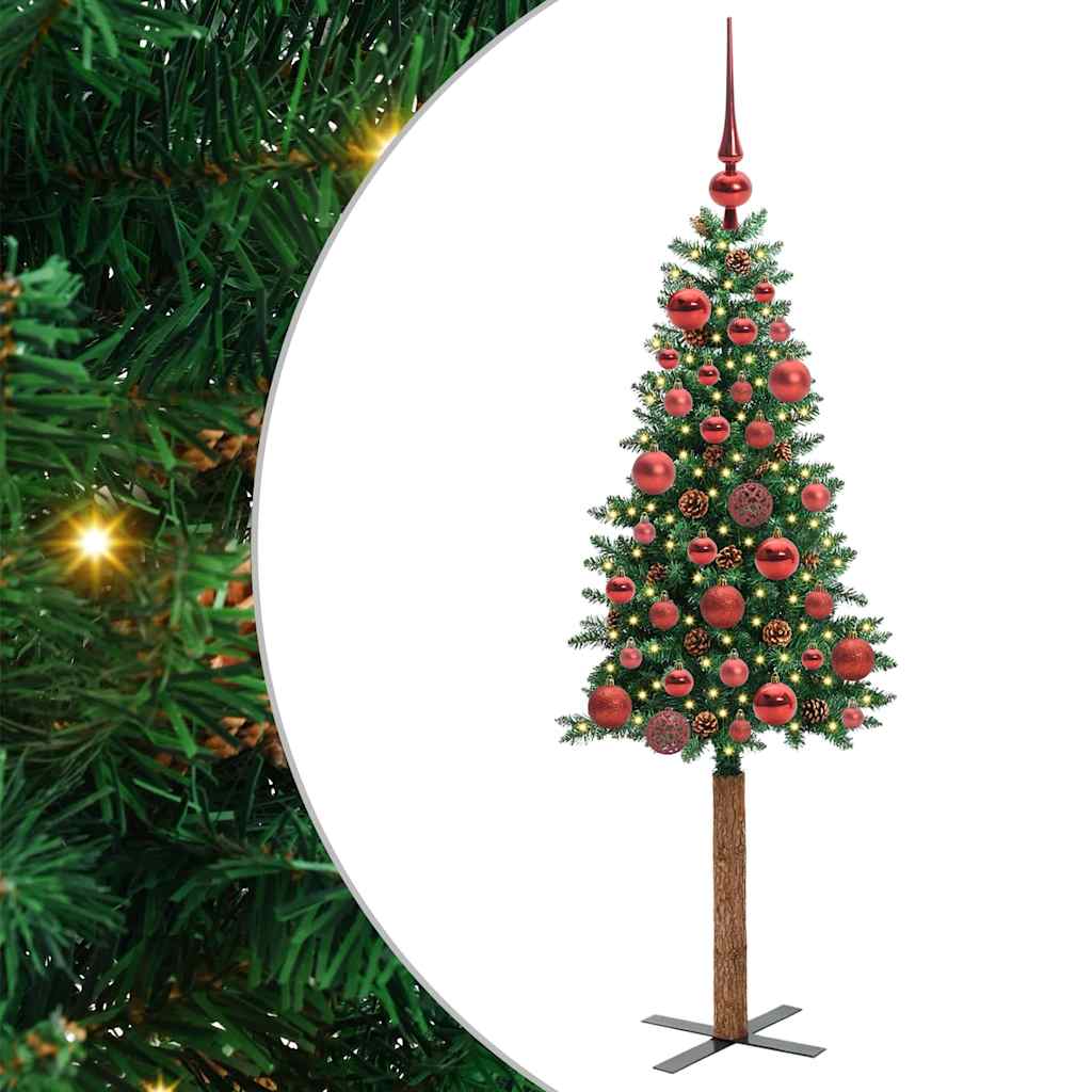 vidaXL Smalle kerstboom met 300 LED's Groen 210 cm PVC
