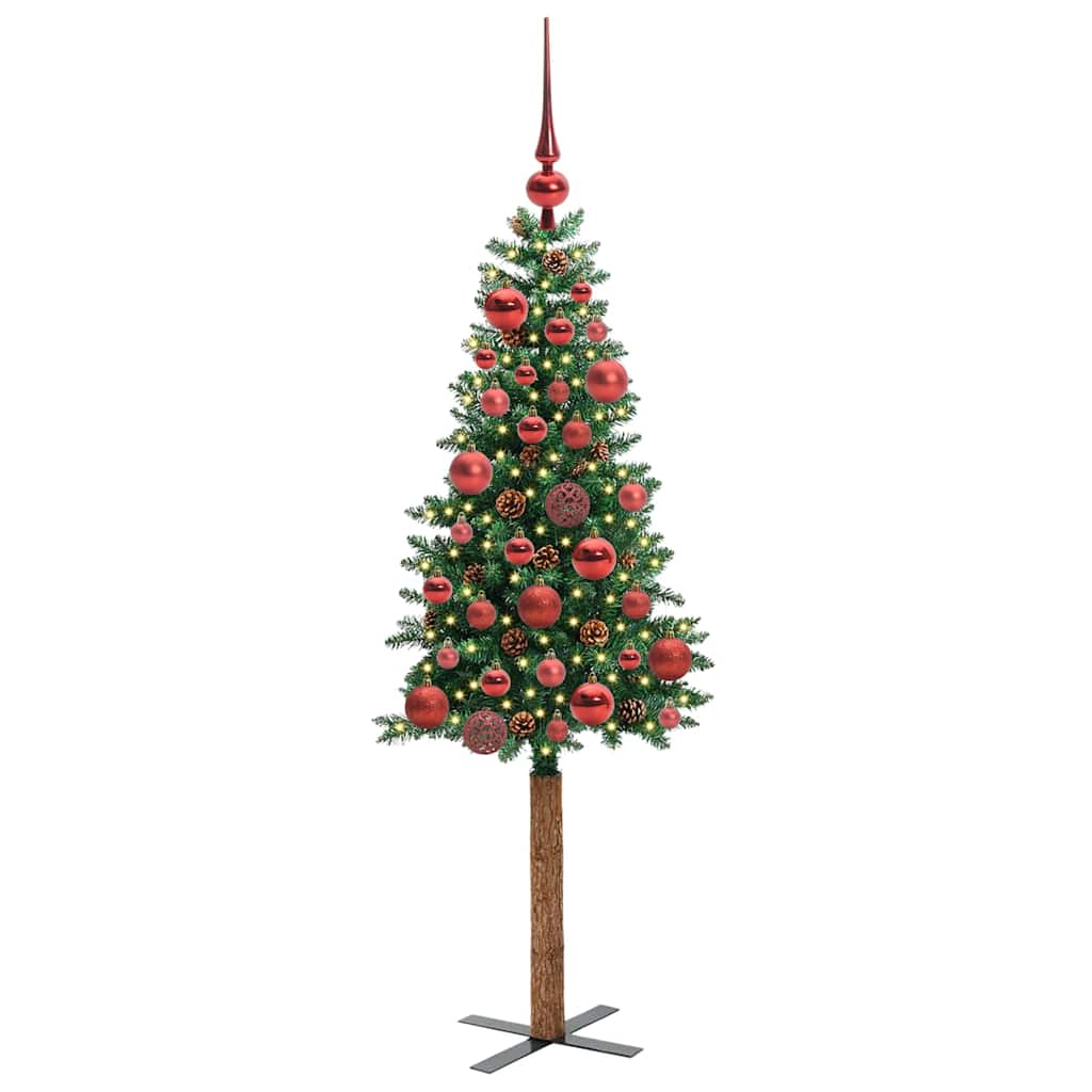 vidaXL Smalle kerstboom met 300 LED's Groen 210 cm PVC