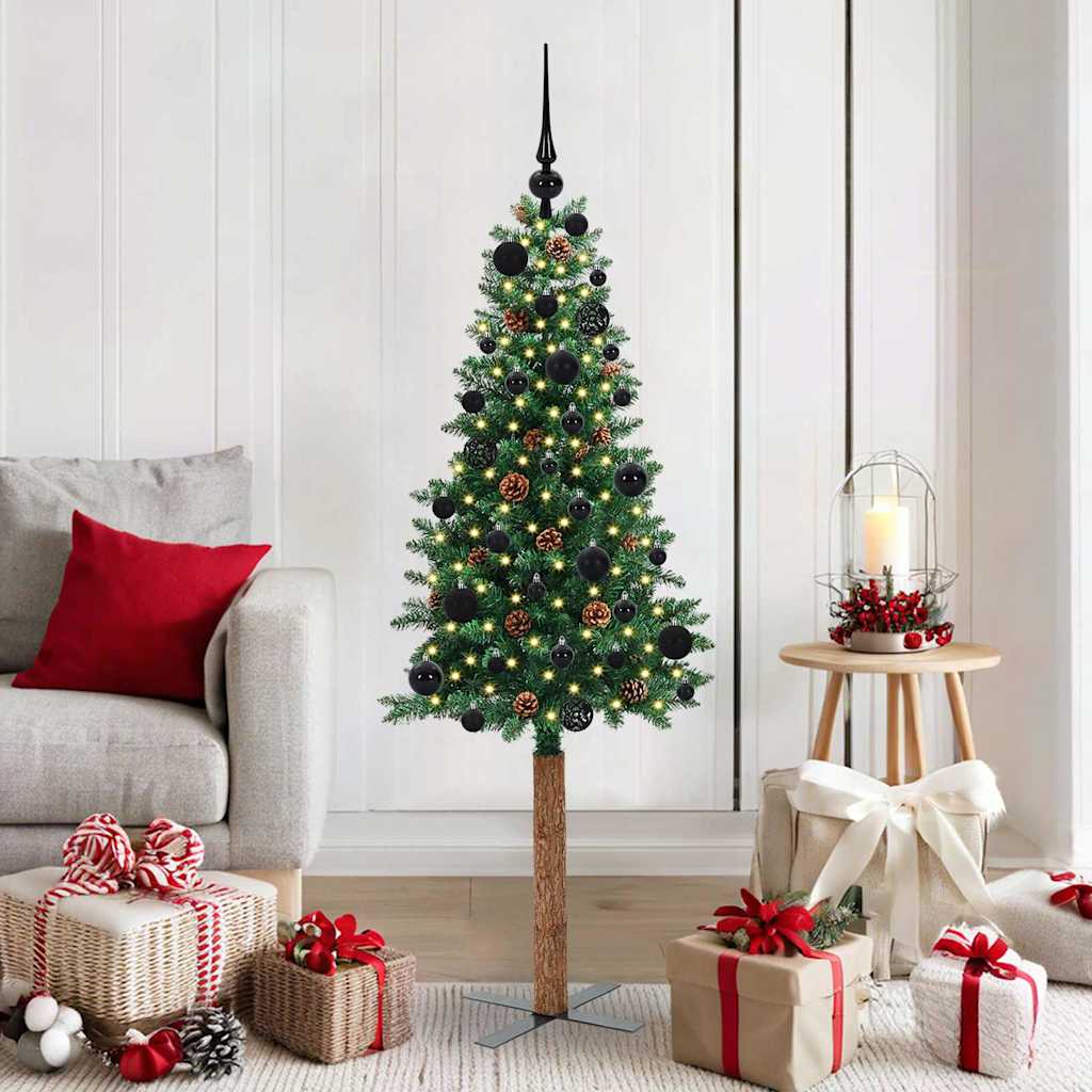 vidaXL Smalle kerstboom met 300 LED's Groen 210 cm PVC