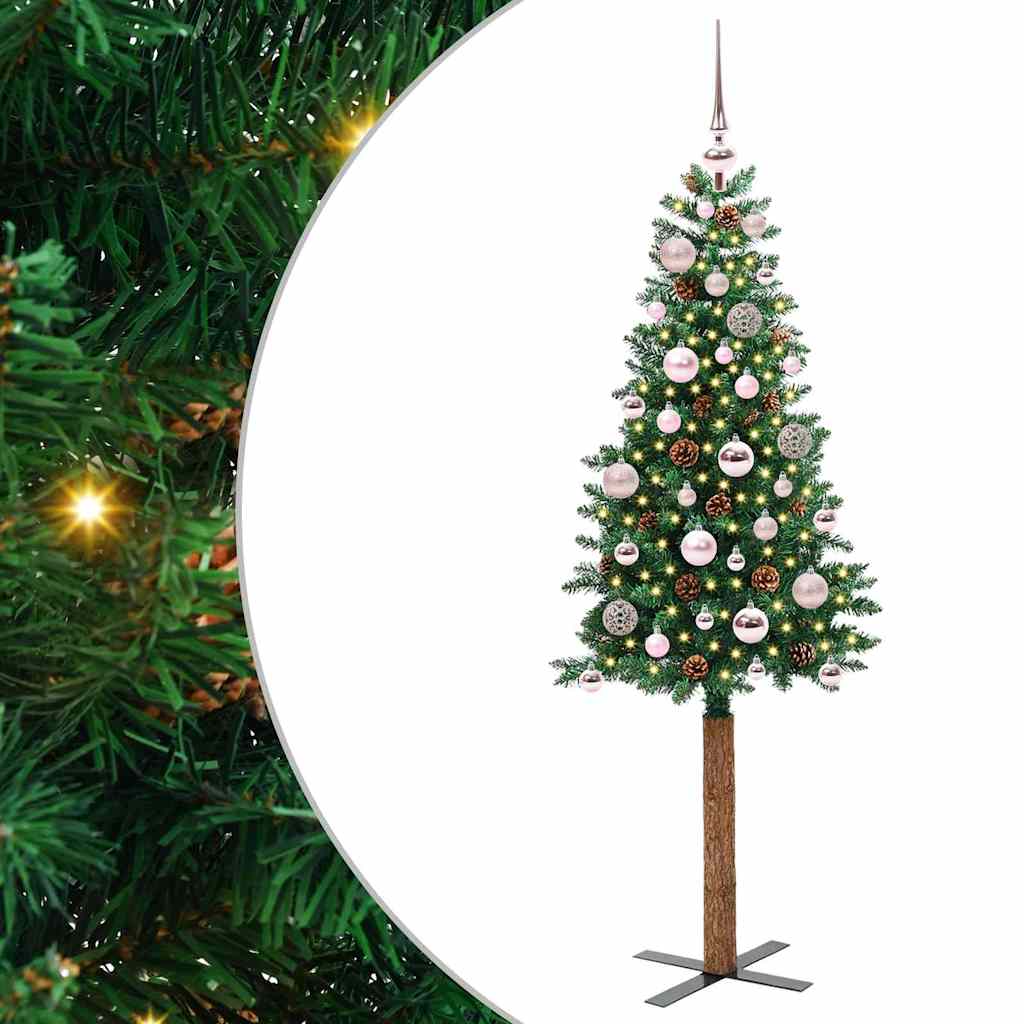vidaXL Smalle kerstboom met 300 LED's Groen 210 cm PVC