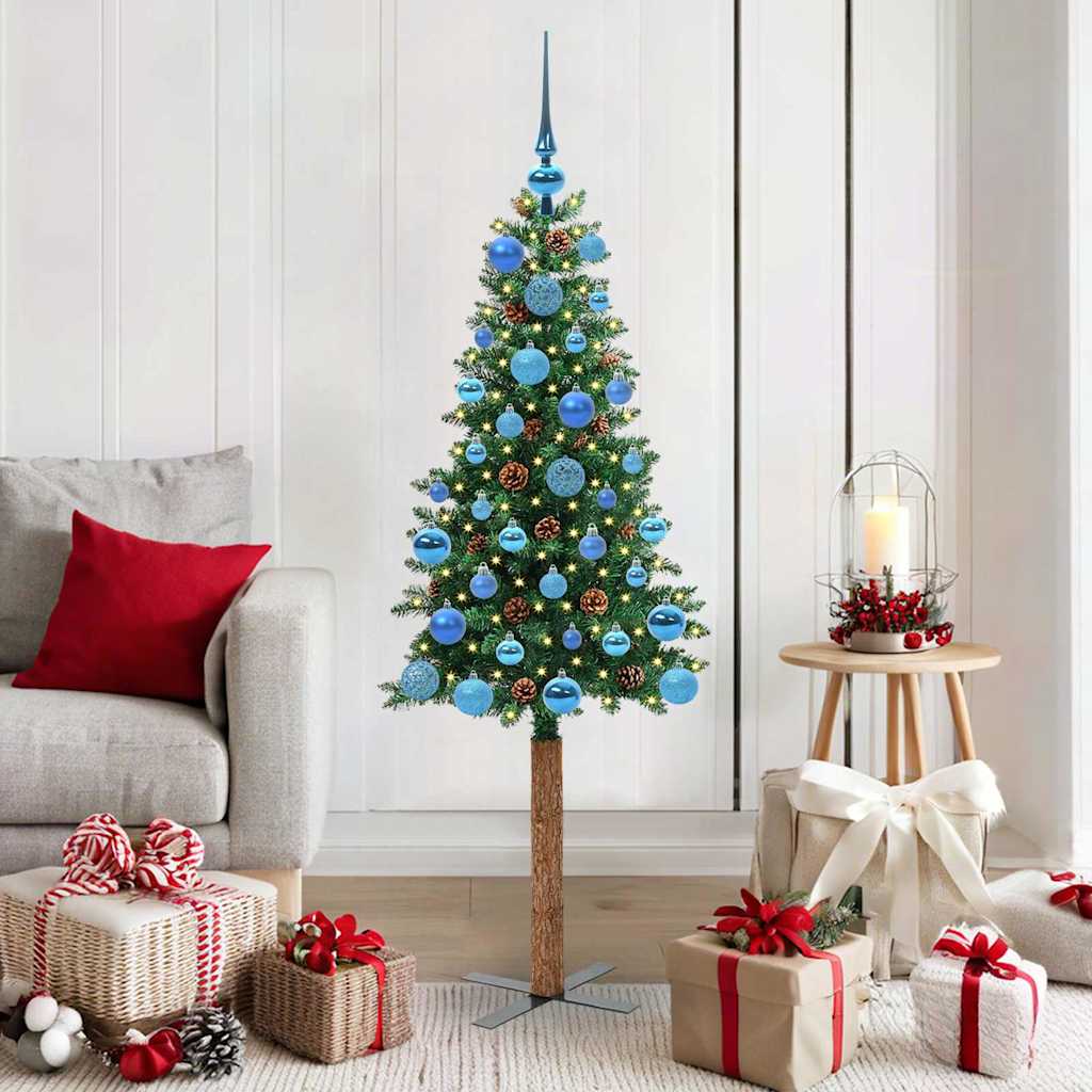 vidaXL Smalle kerstboom met 300 LED's Groen 210 cm PVC
