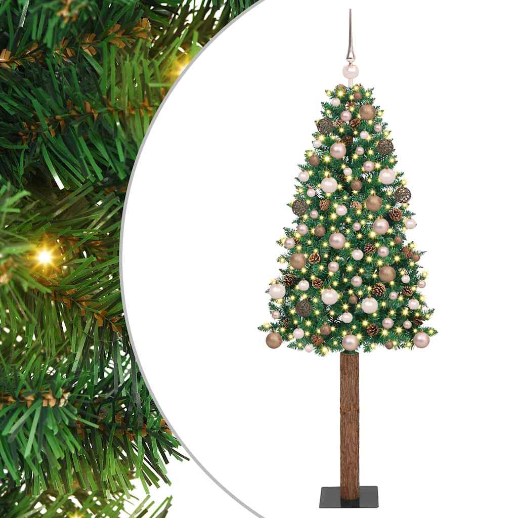 vidaXL Smalle kerstboom met 300 LED's Groen 210 cm PVC
