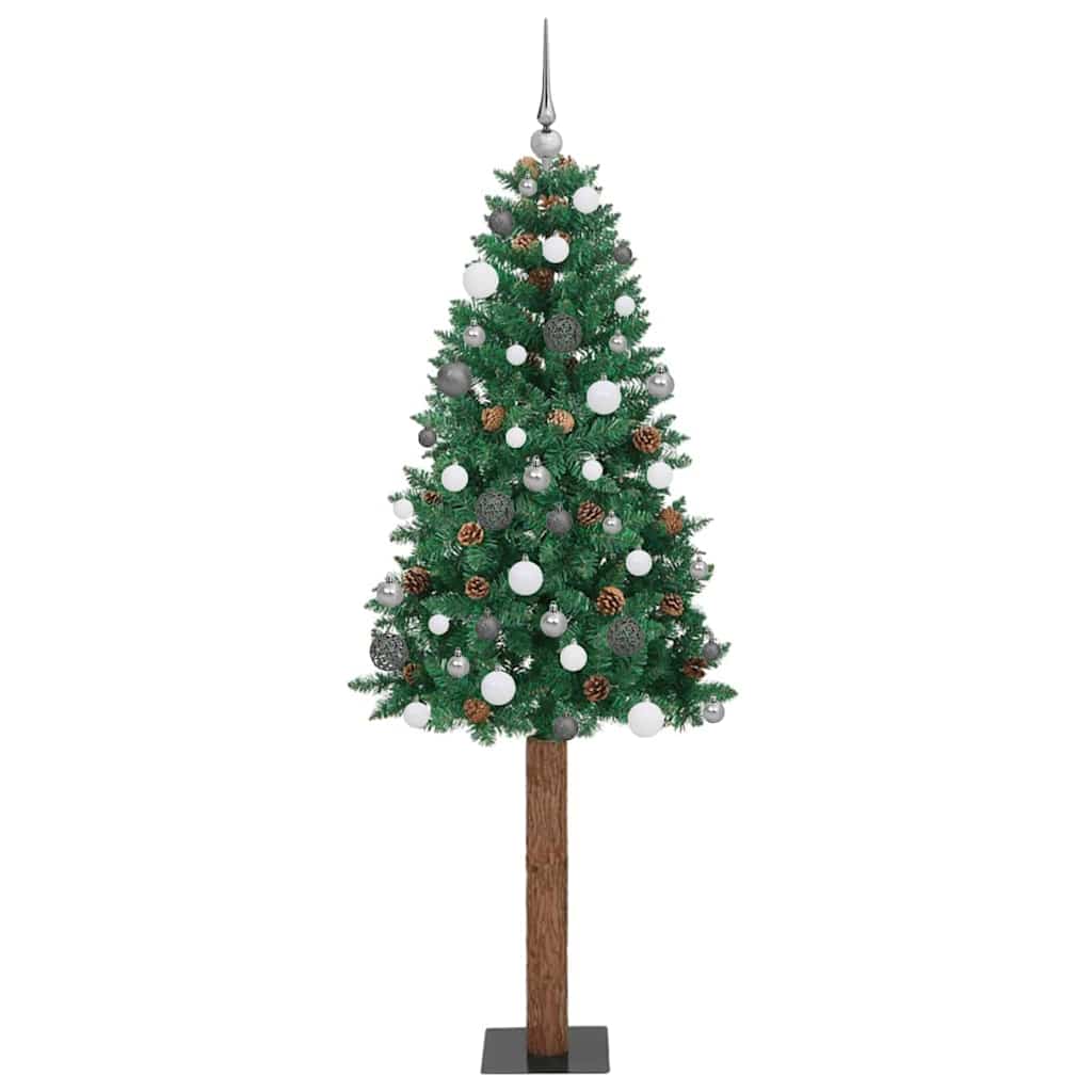 vidaXL Smalle kerstboom met 300 LED's Groen 210 cm PVC