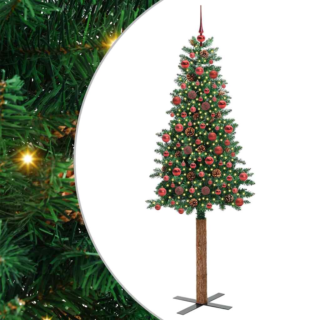 vidaXL Smalle kerstboom met 300 LED's Groen 210 cm PVC