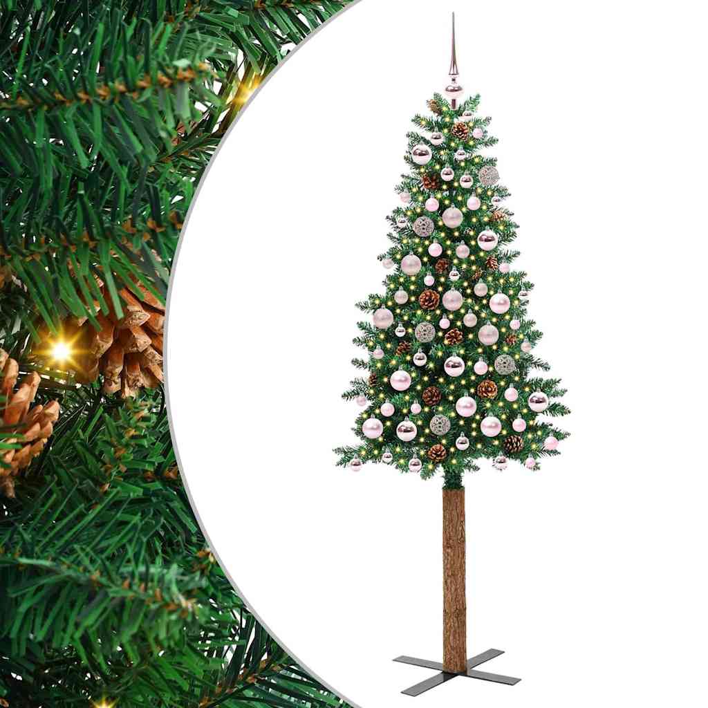 vidaXL Smalle kerstboom met 300 LED's Groen 210 cm PVC