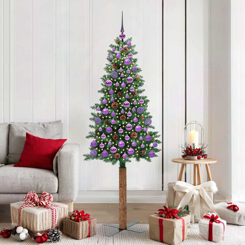 vidaXL Smalle kerstboom met 300 LED's Groen 210 cm PVC