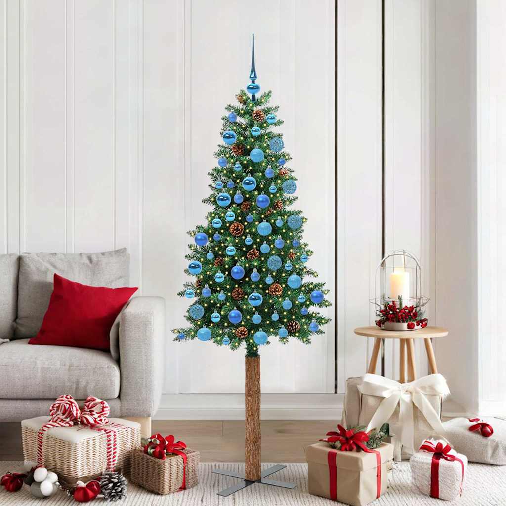 vidaXL Smalle kerstboom met 300 LED's Groen 210 cm PVC