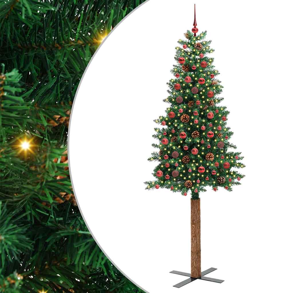vidaXL Smalle kerstboom met 300 LED's Groen 210 cm PVC