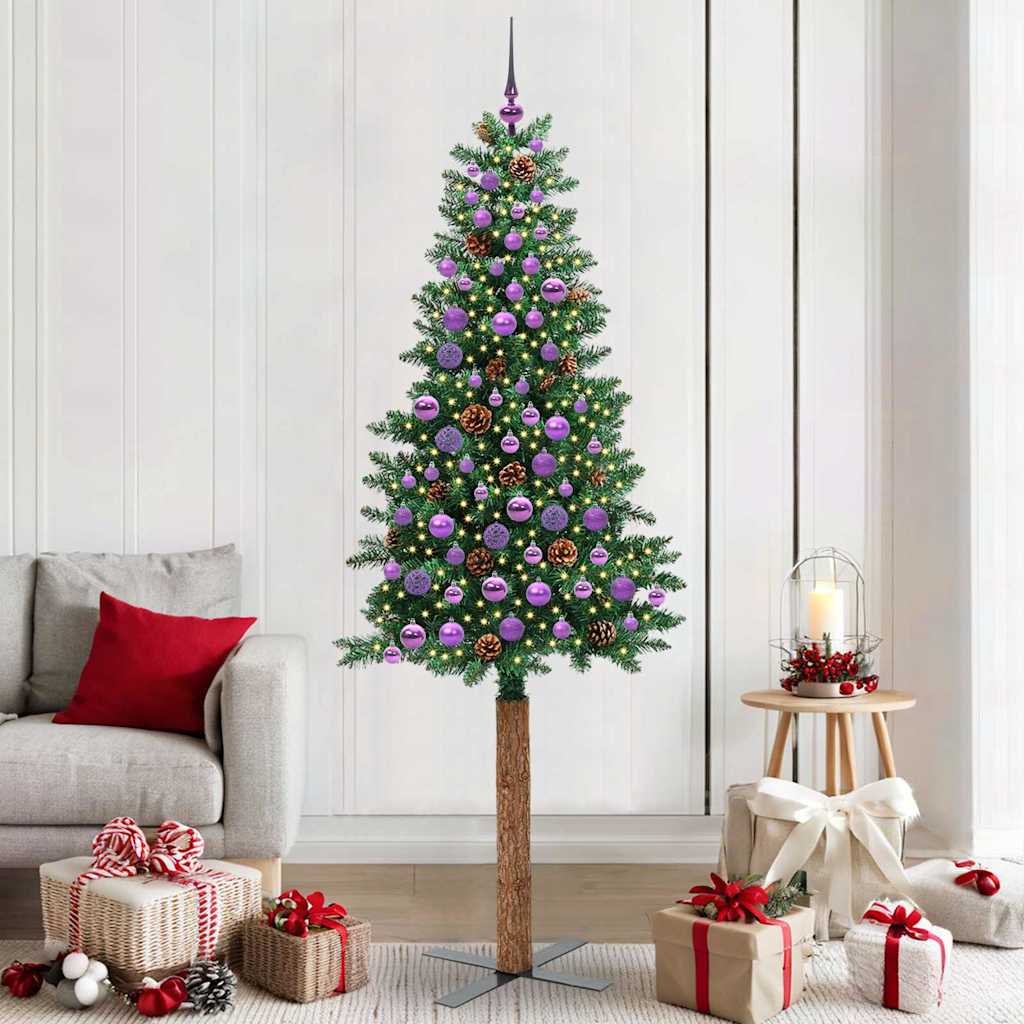 vidaXL Smalle kerstboom met 300 LED's Groen 210 cm PVC