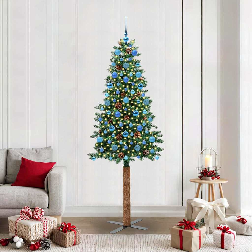 vidaXL Smalle kerstboom met 300 LED's Groen 210 cm PVC