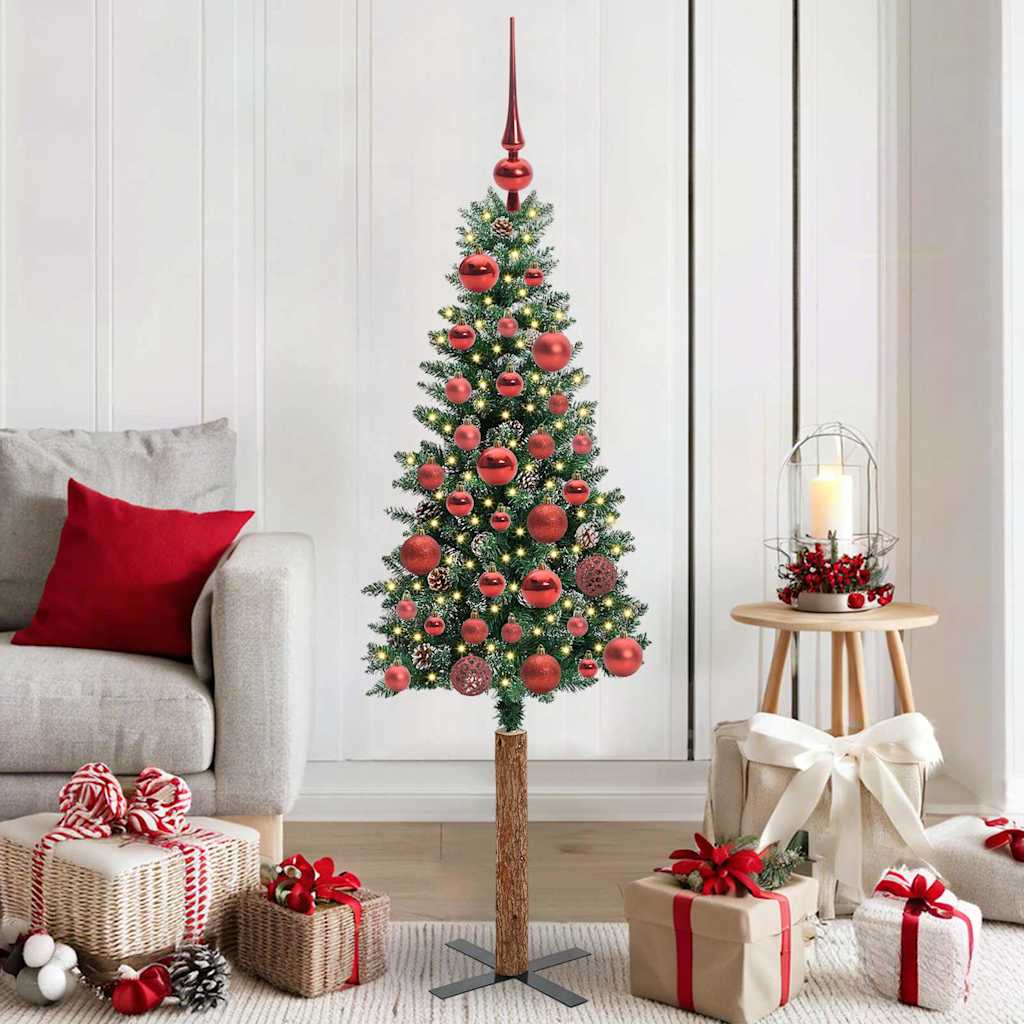 vidaXL Smalle kerstboom met 300 LED's Groen 210 cm PVC