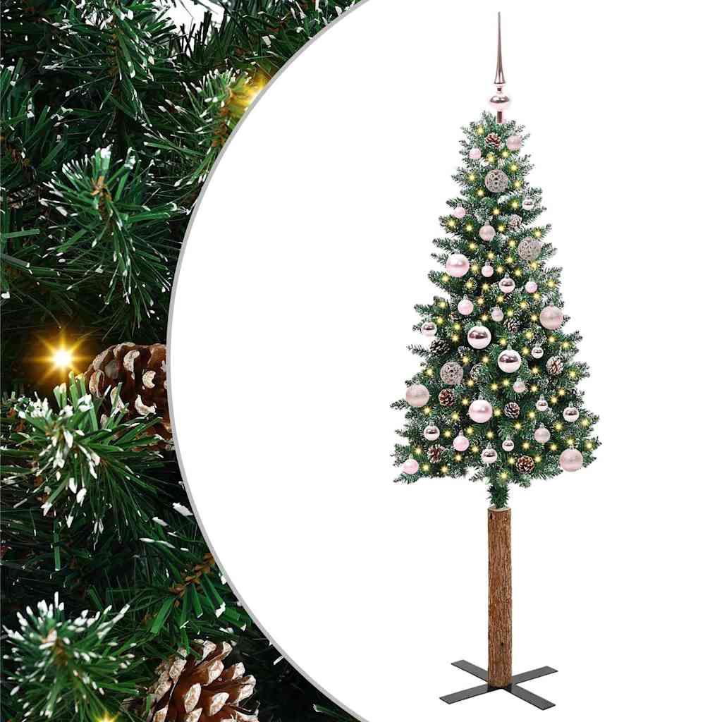 vidaXL Smalle kerstboom met 300 LED's Groen 210 cm PVC