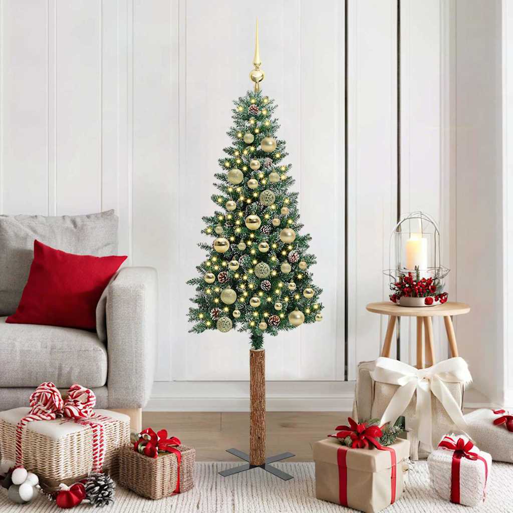 vidaXL Smalle kerstboom met 300 LED's Groen 210 cm PVC