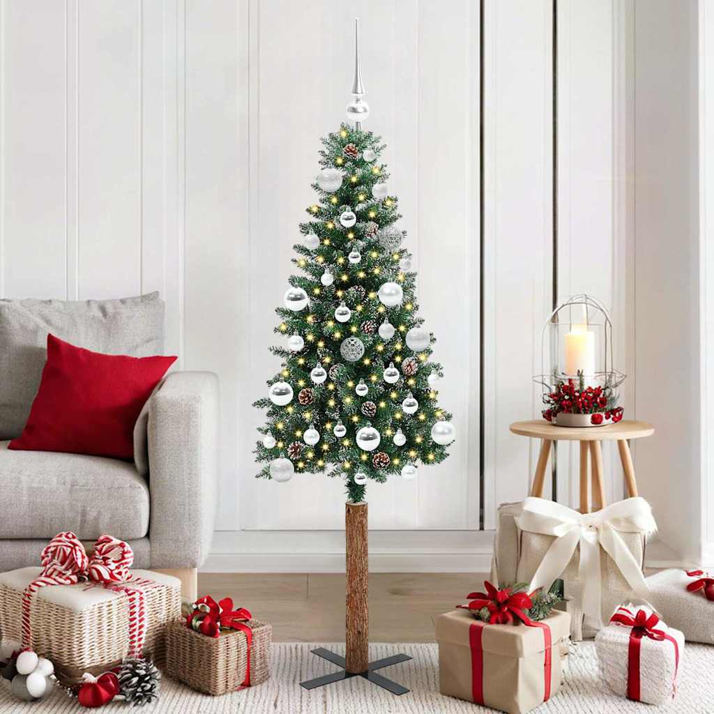 vidaXL Smalle kerstboom met 300 LED's Groen 210 cm PVC