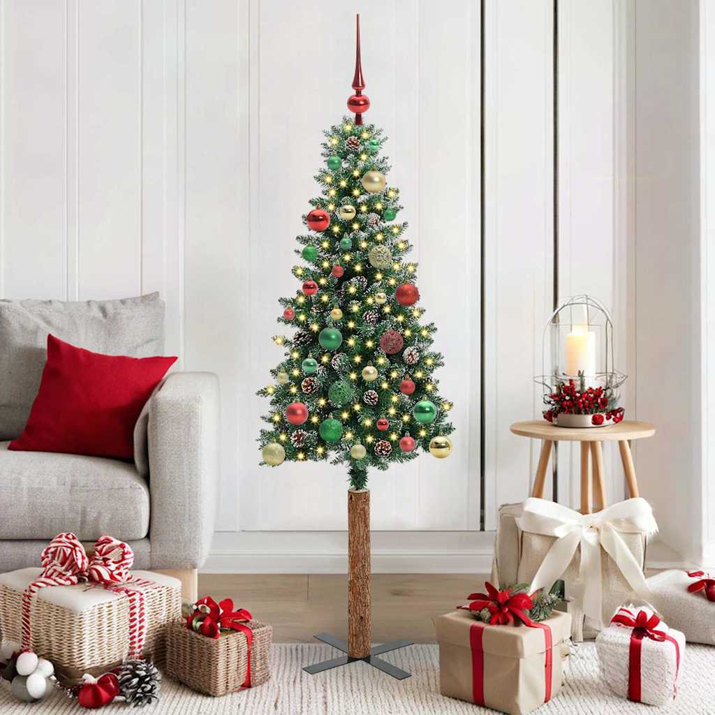 vidaXL Smalle kerstboom met 300 LED's Groen 210 cm PVC