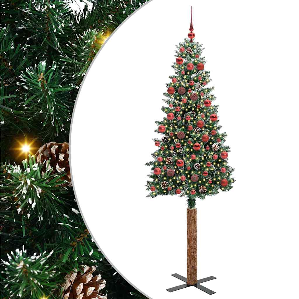 vidaXL Smalle kerstboom met 300 LED's Groen 210 cm PVC