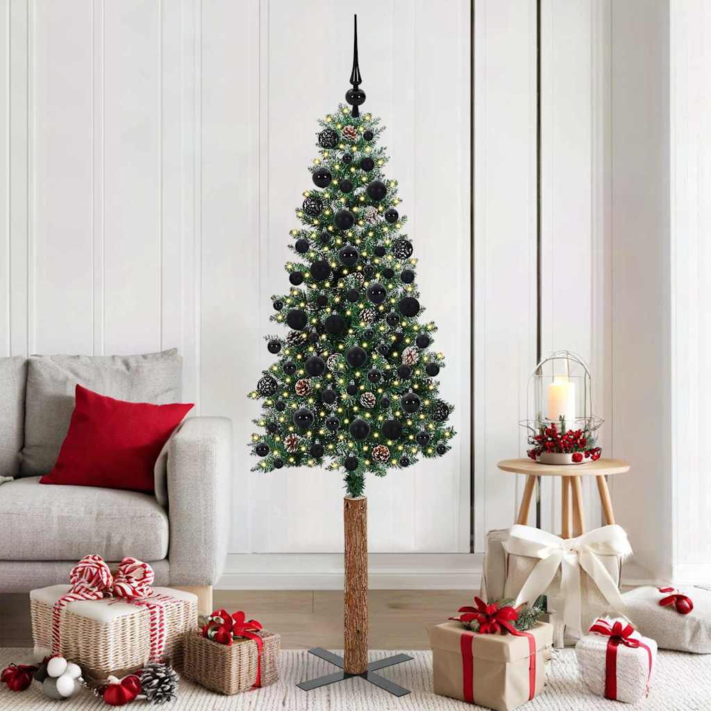 vidaXL Smalle kerstboom met 300 LED's Groen 210 cm PVC