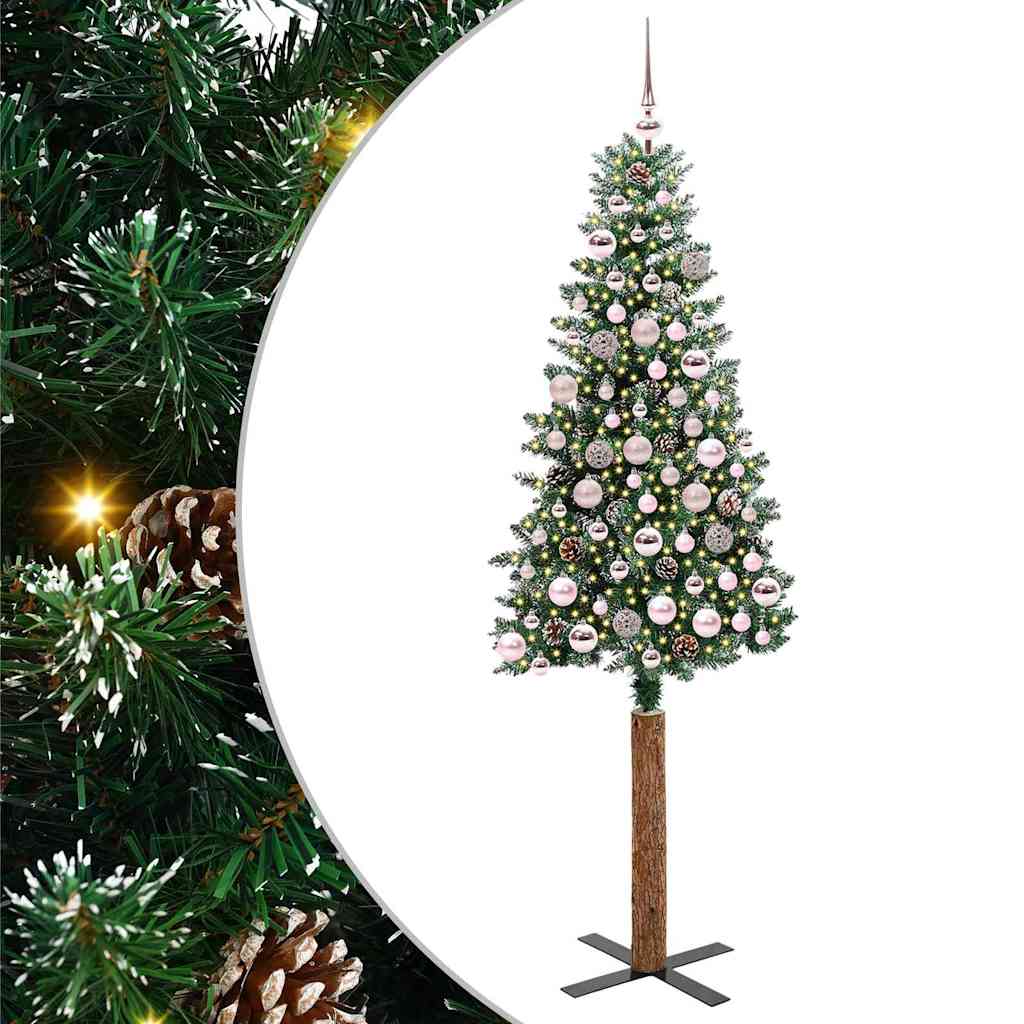 vidaXL Smalle kerstboom met 300 LED's Groen 210 cm PVC