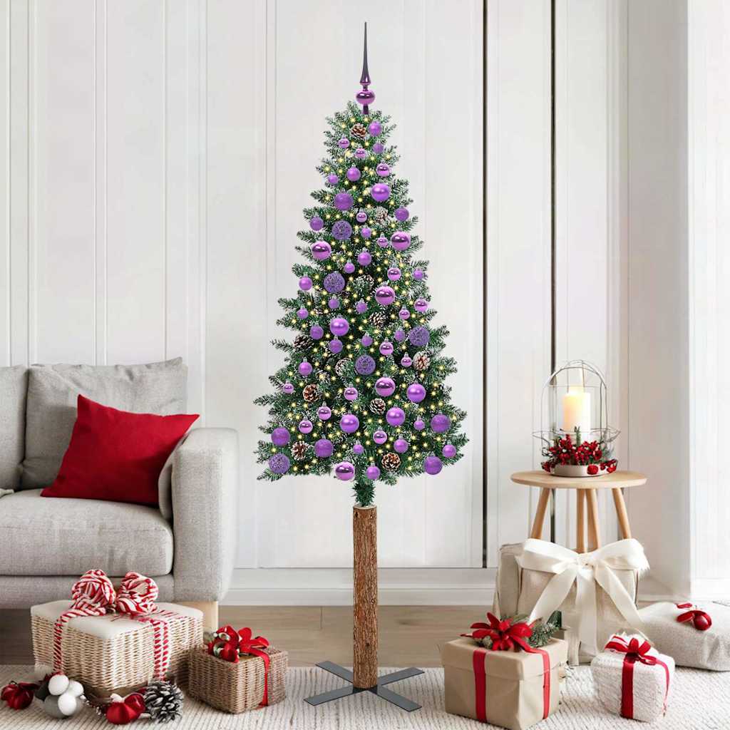 vidaXL Smalle kerstboom met 300 LED's Groen 210 cm PVC