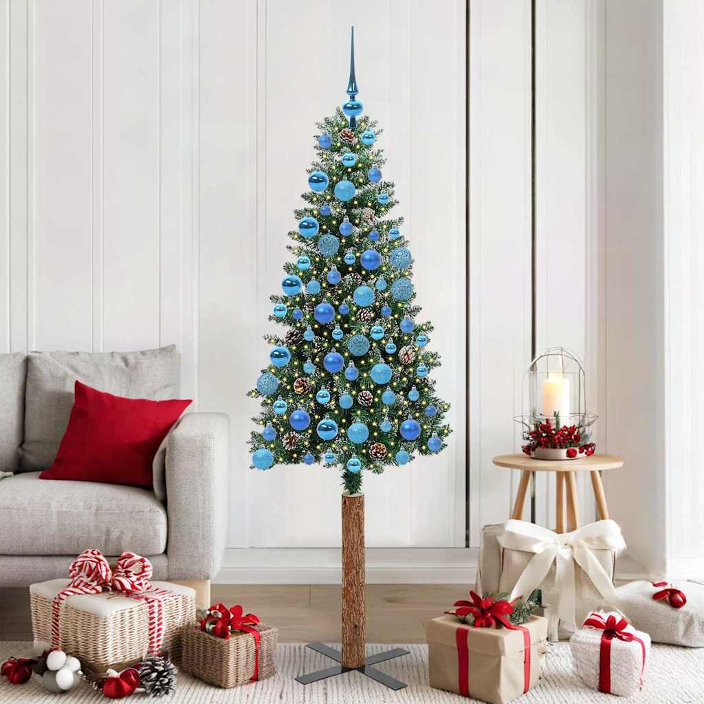vidaXL Smalle kerstboom met 300 LED's Groen 210 cm PVC