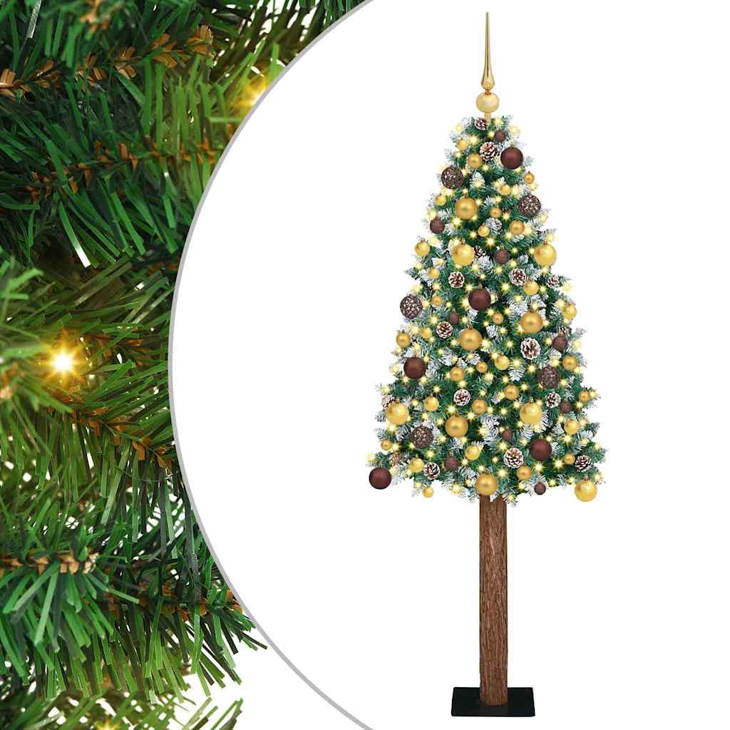 vidaXL Smalle kerstboom met 300 LED's Groen 210 cm PVC