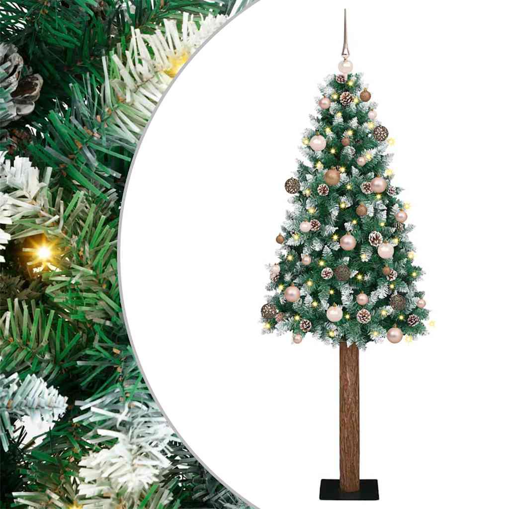 vidaXL Smalle kerstboom met 300 LED's Groen 210 cm PVC