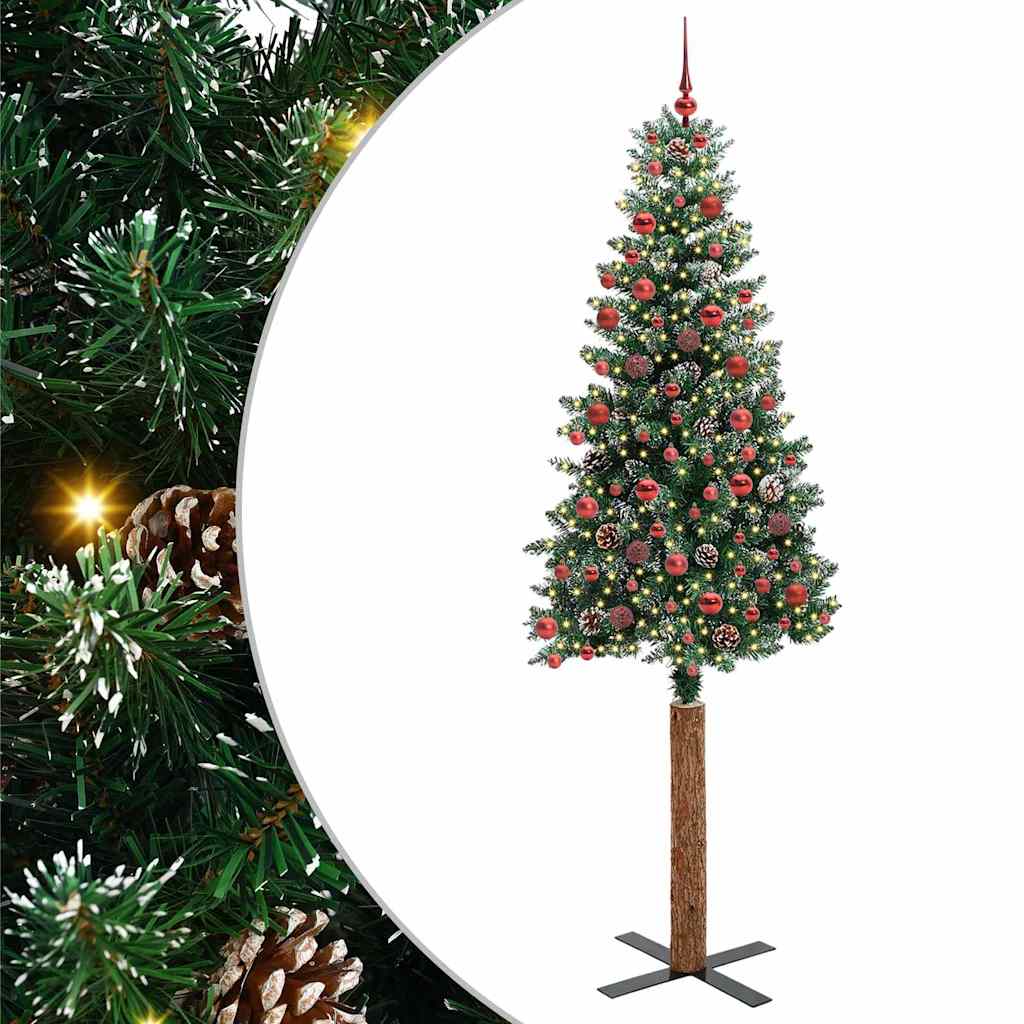 vidaXL Smalle kerstboom met 300 LED's Groen 210 cm PVC