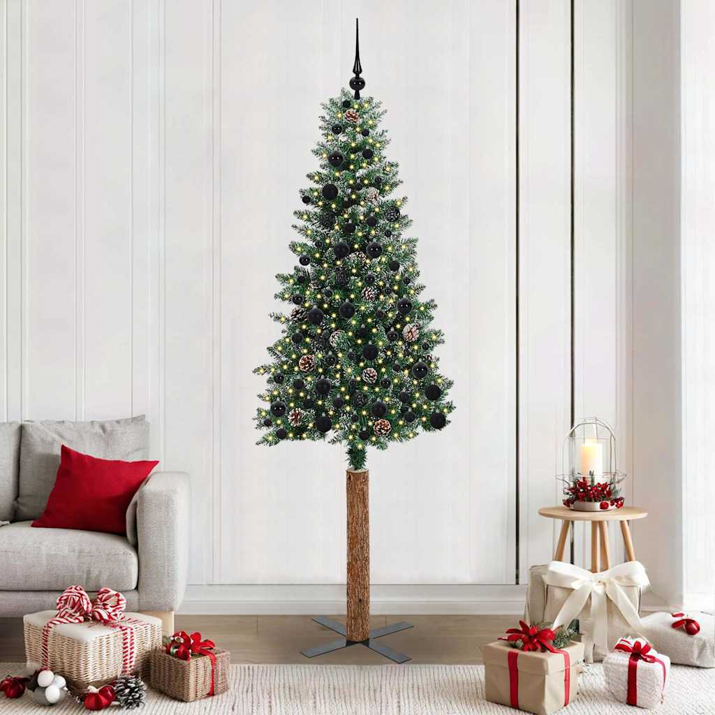 vidaXL Smalle kerstboom met 300 LED's Groen 210 cm PVC