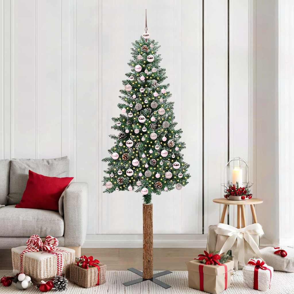 vidaXL Smalle kerstboom met 300 LED's Groen 210 cm PVC