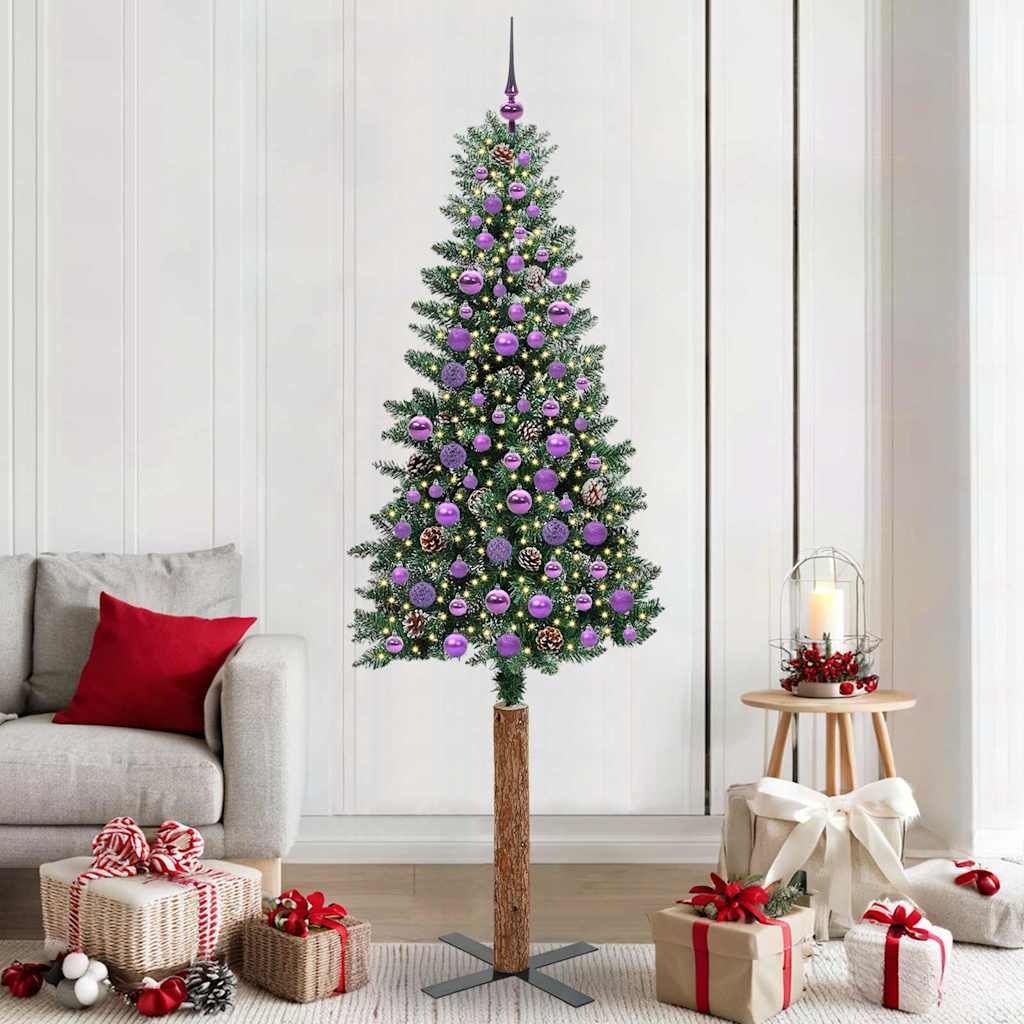 vidaXL Smalle kerstboom met 300 LED's Groen 210 cm PVC