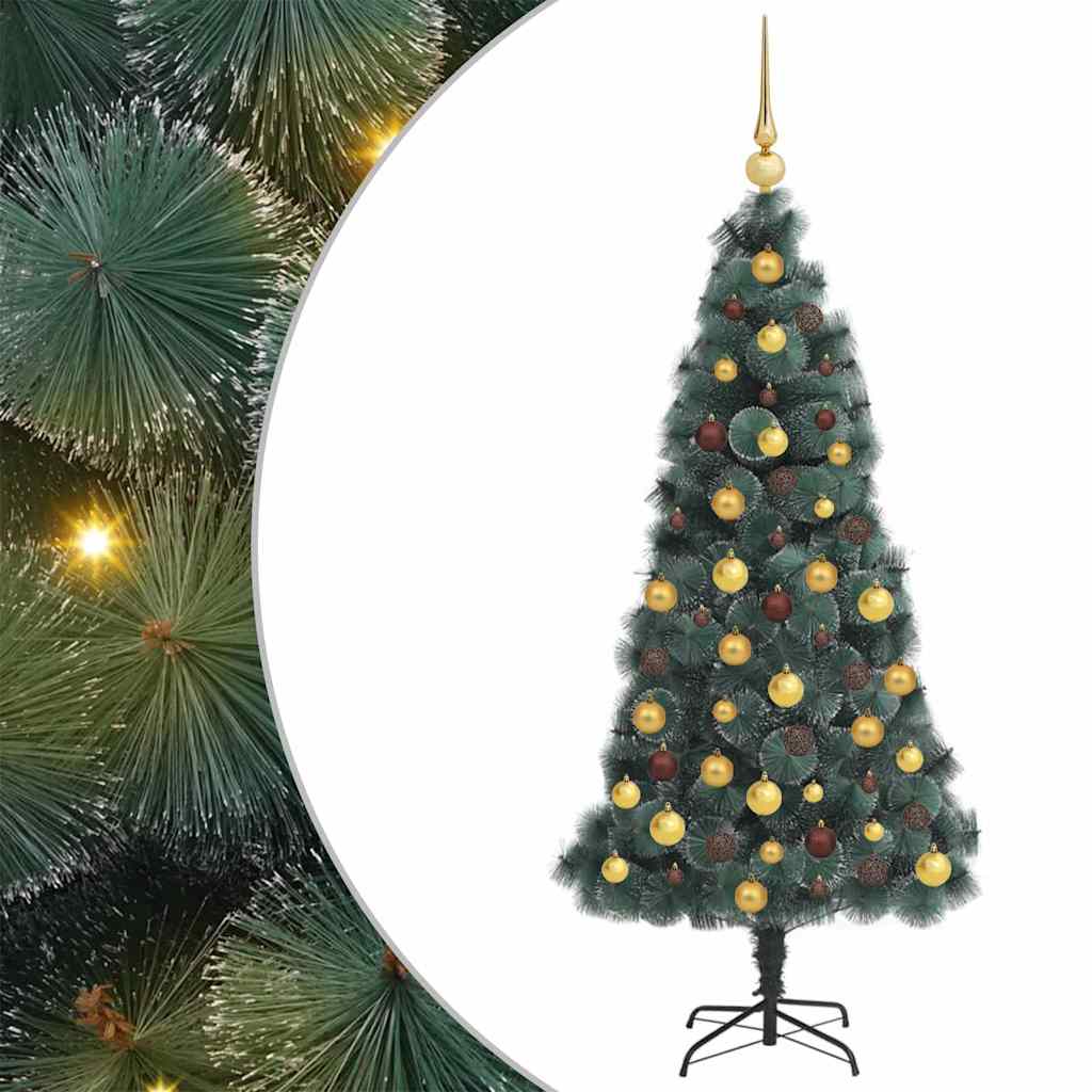 vidaXL Kunstmatige Kerstboom LED & Ballenset Groen 150 cm PET